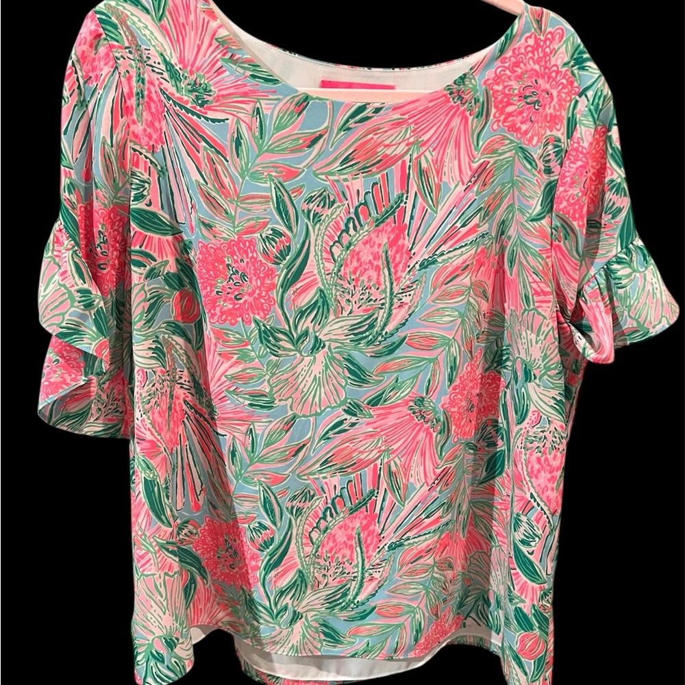 Lilly Pulitzer Darlah Top Blue Horizon Coming in Hot XL
